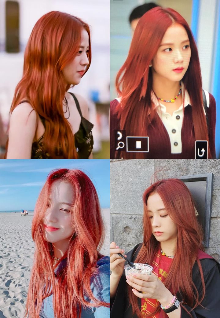 Jisoo BLACKPINK dengan gaya rambut oranye