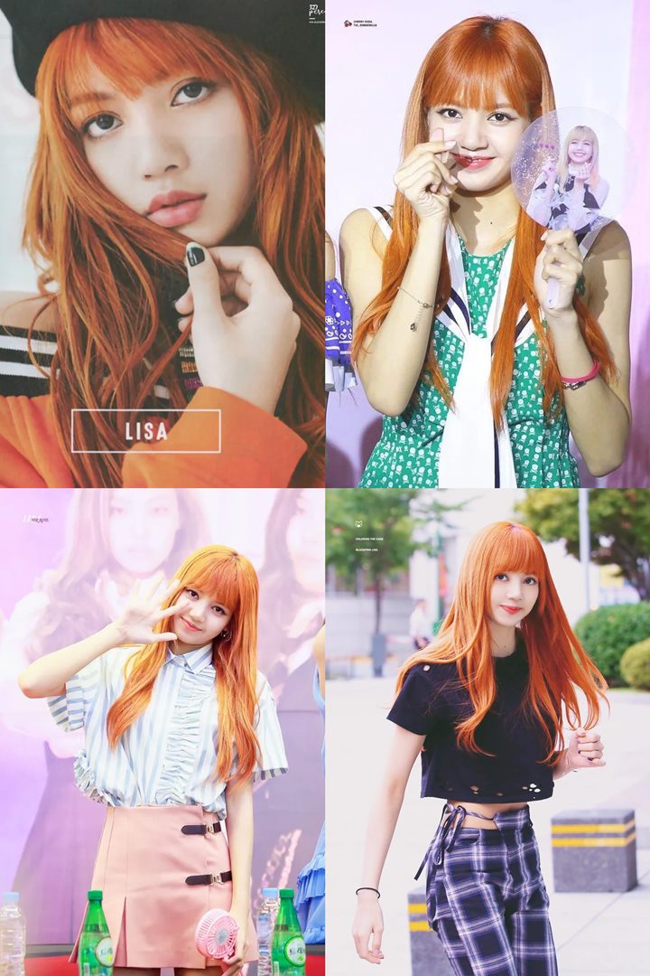 Lisa BLACKPINK dengan gaya rambut oranye