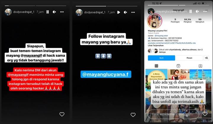 Akun IG Kena Hack, Mayang Adik Vanessa Angel Minta Followers Lama ‘Bertindak’ Begini