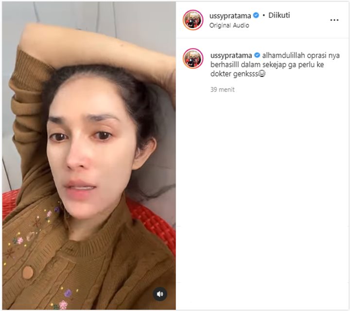 Bikin Ngakak, Begini Reaksi Ussy Sulistiawaty Saat Lihat Wajahnya Usai \'Operasi\' Hidung