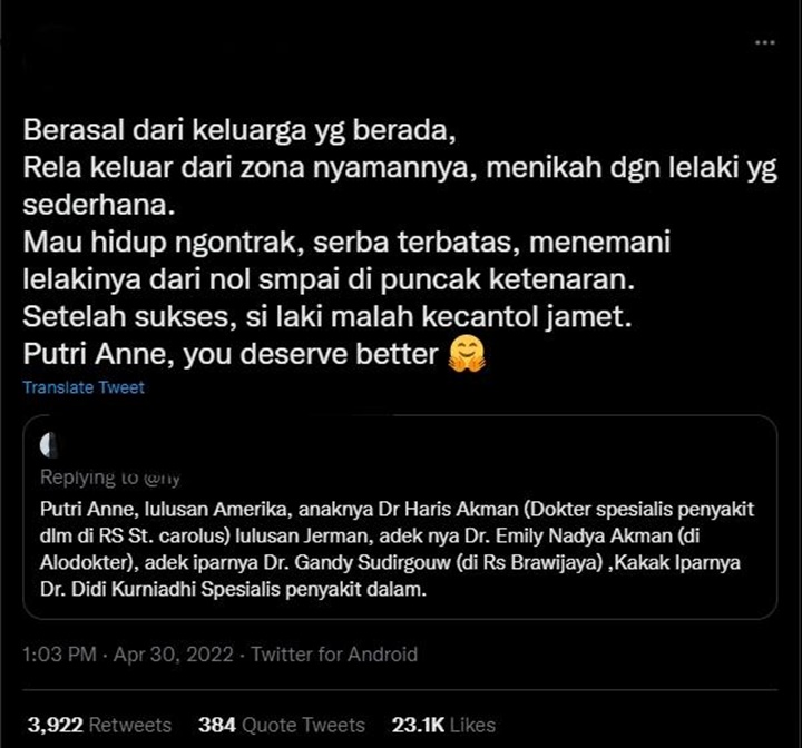 Isu Diselingkuhi Arya Saloka, Background Mentereng Keluarga Putri Anne Bikin Melongo