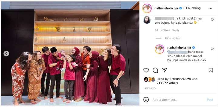 Nathalie Holscher Pamer Foto Bareng, Baju Lebaran Adik Malah Dinyinyiri