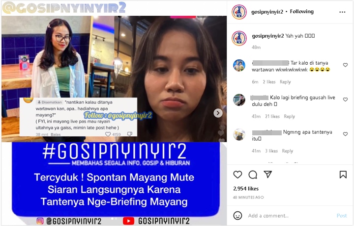 Asyik Live IG, Mayang Ketahuan Harus di-Briefing Dulu Sebelum Bertemu Wartawan?