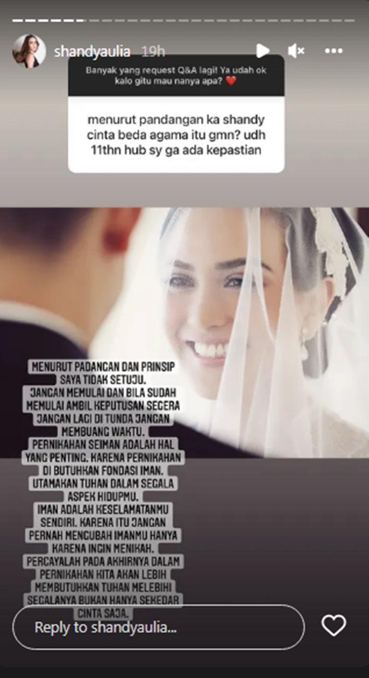 Shandy Aulia Beri Nasihat Ini Saat Ditanya Pendapatnya Soal Cinta Beda Agama