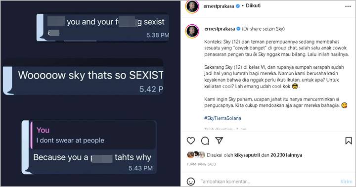 Ernest Prakasa Unggah Isi Chat Sang Putri dengan Teman Sebaya yang Mengejutkan, Wejangannya Disorot