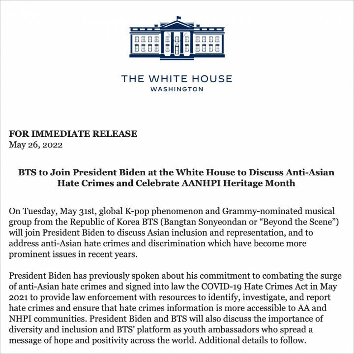 BTS Diundang ke Gedung Putih untuk Membahas Rasisme Anti-Asia, Ini Kata Netizen