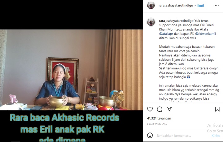 Mbak Rara Ungkap Ramalan Mengerikan Soal Putra Ridwan Kamil yang Hanyut di Sungai Swiss