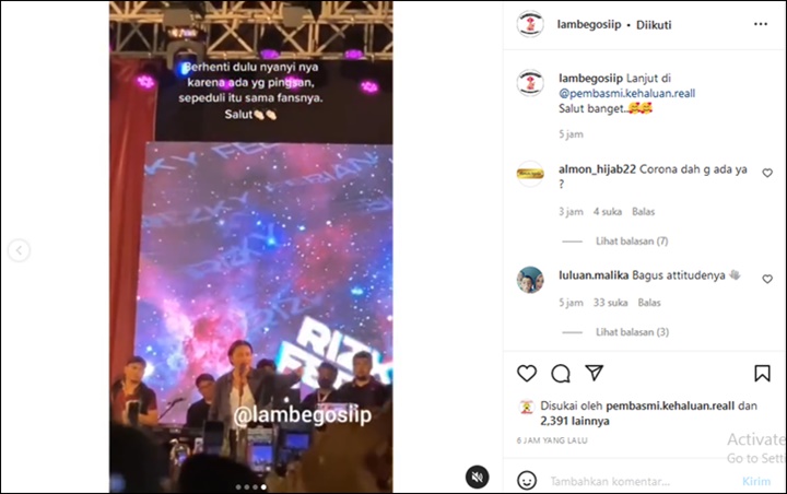 Perlakuan Rizky Febian Saat Ada Fans Pingsan di Acara Konser Tuai Sorotan: Good Attitude