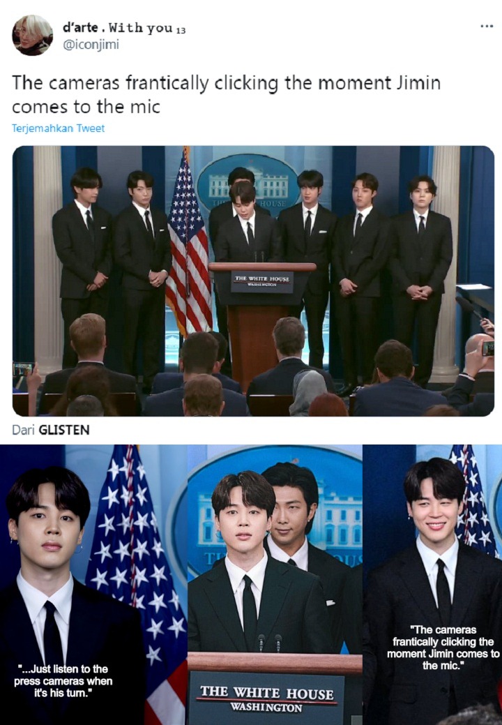 Reaksi Jurnalis Asing Saat Jimin BTS Berpidato di White House Jadi Sorotan