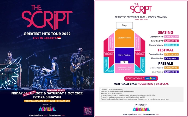 Konser The Script Tambah Satu Hari Usai Tiket Sold Out, Intip Tanggal Buka dan Harga