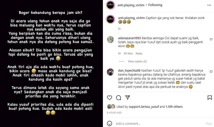 Haters Tuding Alvin Pilih Kasih ke anak Larissa Chou