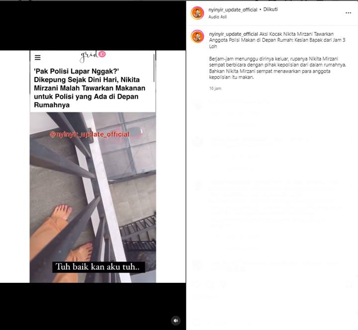 Nikita Mirzani Malah Disindir Ngeledek Saat Tawari Makan dan Minum Ke Polisi, Kok Bisa?