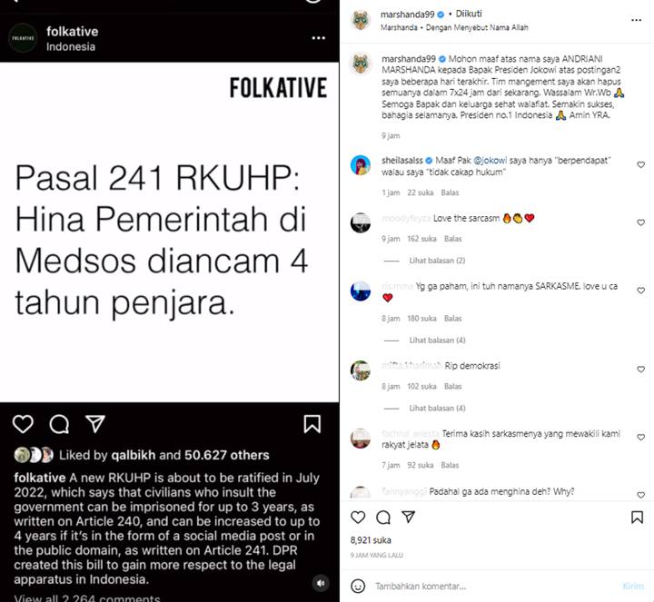 Hina Pemerintah Terancam 4 Tahun Penjara, Marshanda Tulis Permintaan Maaf