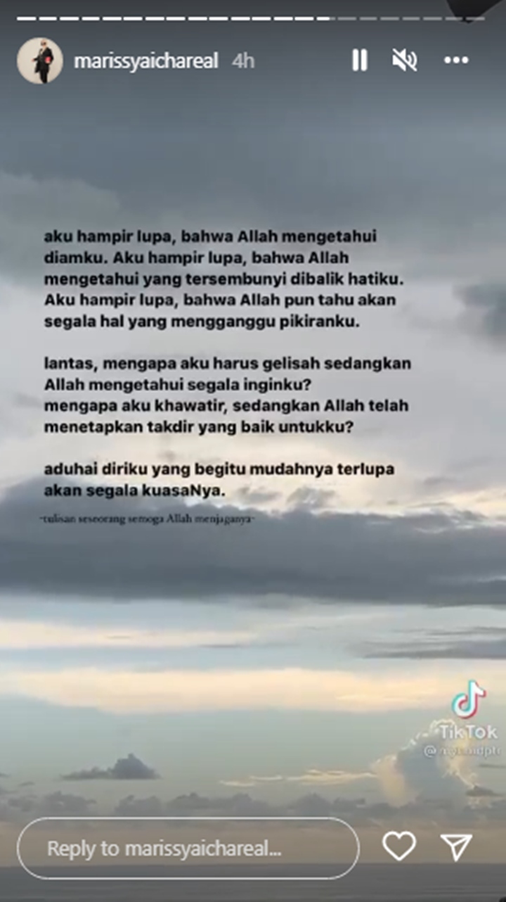Marissya Icha Unggah Kalimat Bijak Ini Usai Sang Kakak Bela Mantan Suami