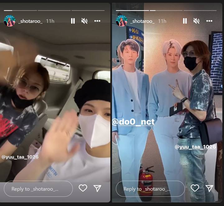 Shotaro membagikan Instagram Story bersama dengan Yuta NCT