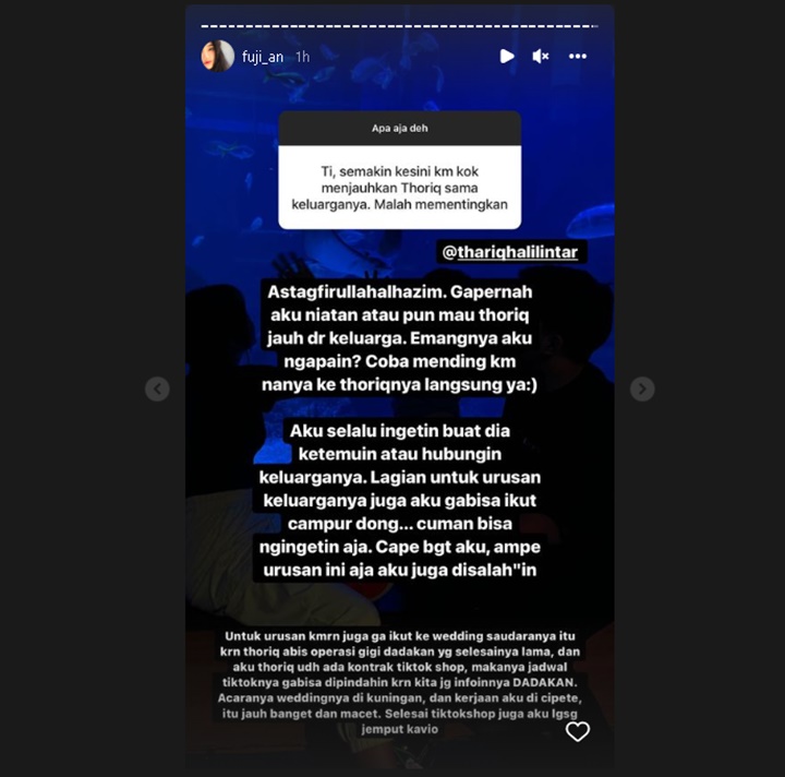 Dituding Jauhkan Thariq dari Keluarganya Gara-gara Ini, Respons Fuji Menohok
