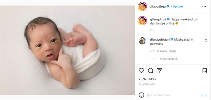 PGilang Dirga dan Istri Akhirnya Ekspos Wajah Tampan Sang Anak, Bikin Gemas Gegara Pose Begini
