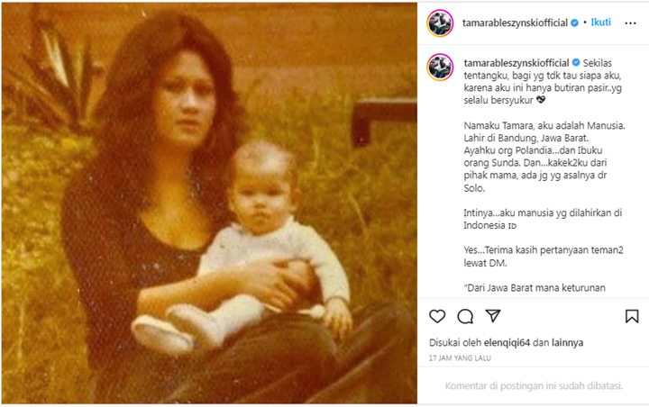 Ditanya Soal Keyakinan, Tamara Bleszynski Beri Jawaban Lewat Foto Lawas Ini