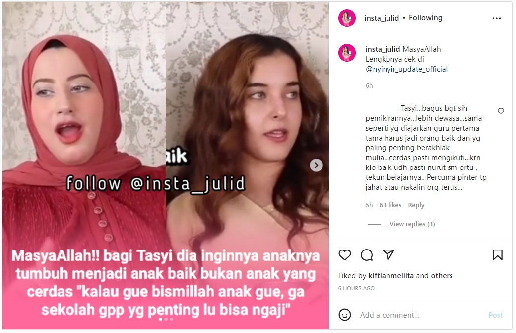 Tasyi Athasyia Lebih Pilih Anaknya Baik Ketimbang Cerdas, Alasannya Disebut Dewasa Banget!