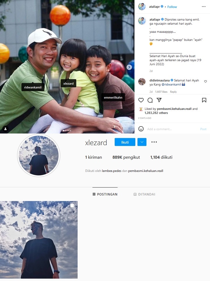 Akun IG Zara Putri Ridwan Kamil Di-hack, Foto Kenangan Bersama Eril Raib Diganti Ini