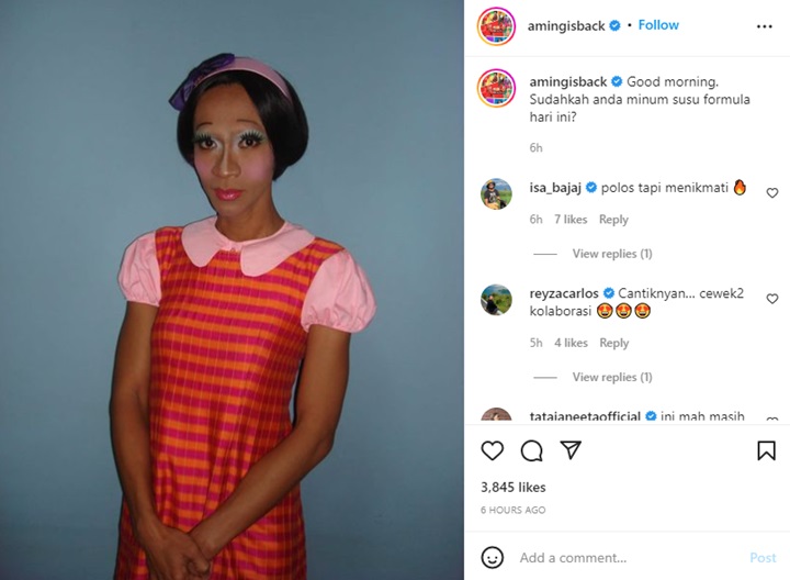 Biasa Dihujat, Aming Kini Pancing Gelak Tawa Saat Totalitas Dandan Jadi Bocah Cantik