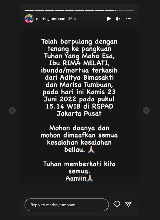 Kabar Duka, Aktris Senior Rima Melati Meninggal Dunia
