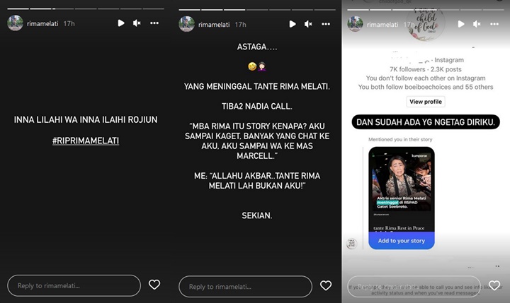 Gara-gara Nama Mirip, Istri Marcell Siahaan Banjir Ucapan Duka Usai Rima Melati Wafat