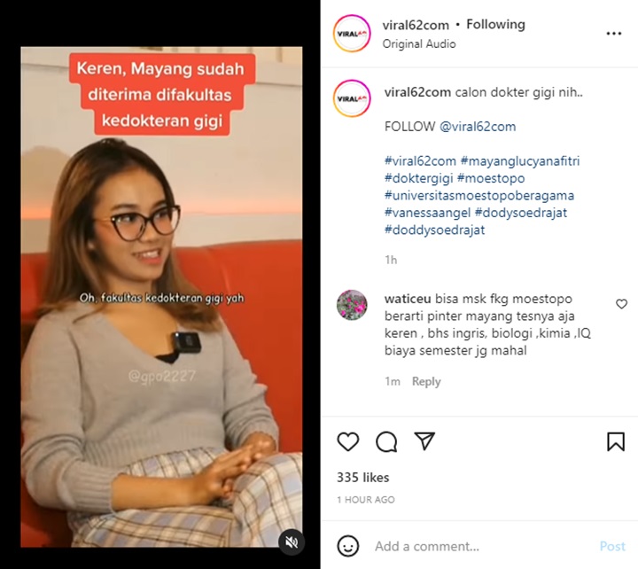 1. Bukan Lagi Isu, Mayang Akui Sudah Diterima Kuliah Kedokteran Gigi di Universitas Ternama