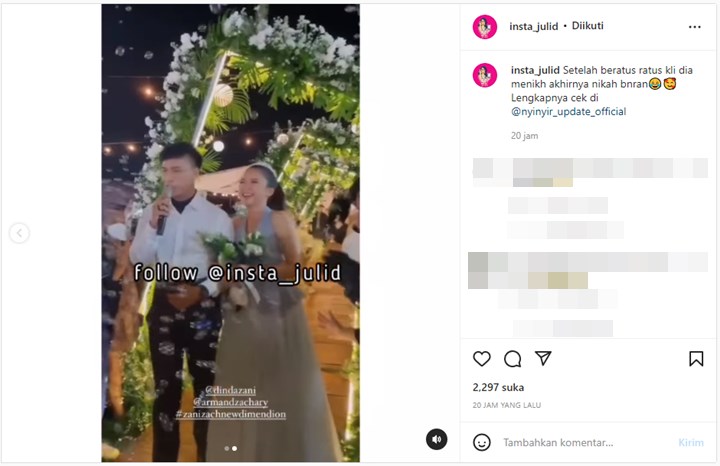 Unik Banget, Adinda Azani Pakai Kostum Denim dan Sneakers di Resepsi Pernikahan