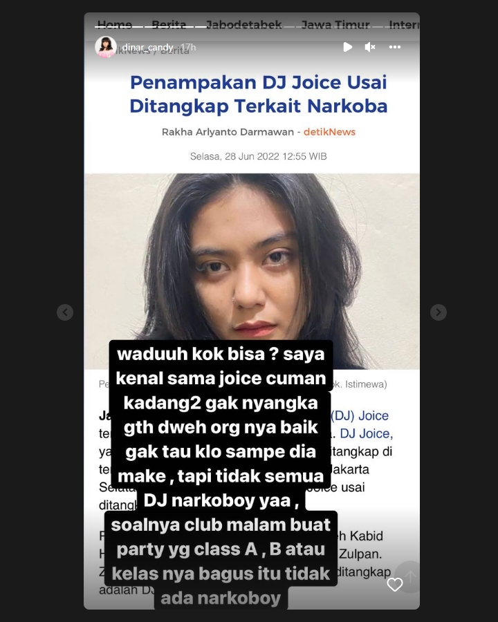 Tak Sangka DJ Joice Terjerat Narkoba, Dinar Candy Beber Sifat Asli: Saya Kenal