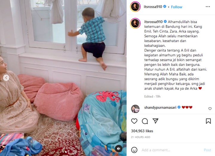 Sambangi Kediaman Ridwan Kamil, Rossa Ketar-ketir Lihat Tingkah Si Bungsu Arkana