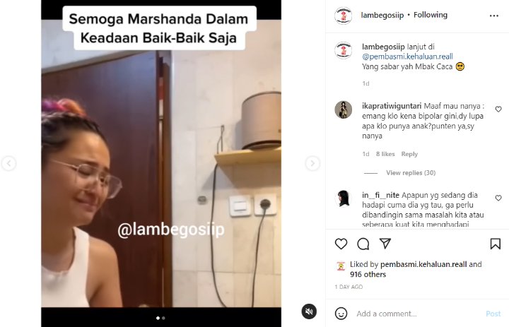 Video Marshanda Tahan Tangis Sambil Live IG, Momen Berusaha Tegar Bikin Kasihan Sekaligus Nyesek