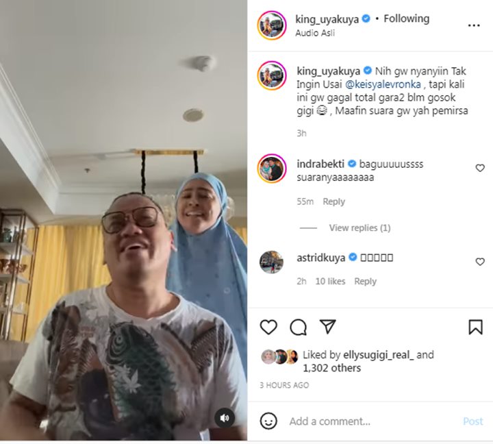 Uya Kuya dan Istri Nyanyikan Lagu \'Tak Ingin Usai\', Lebih Bagus dari Keisya Levronka?