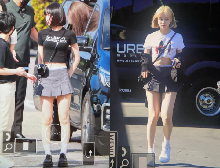 Winter aespa dan Kim Chaewon LE SSERAFIM Kembaran Rok Super Mini