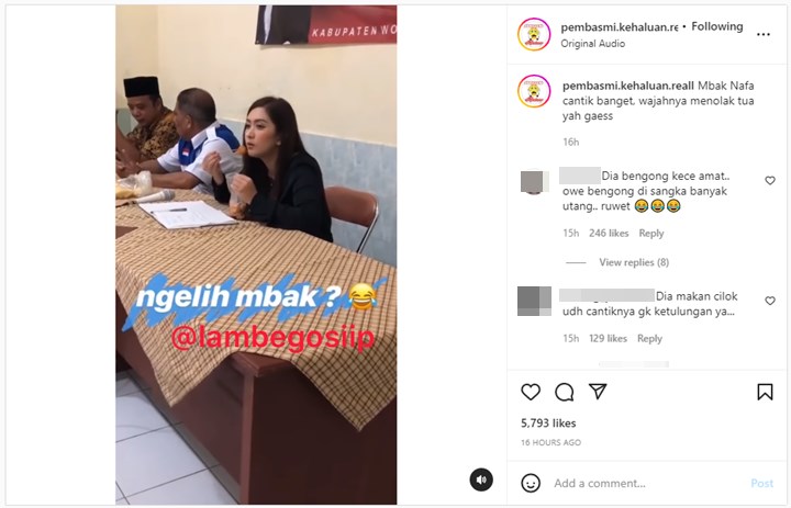 Video Nafa Urbach Makan Cilok Sambil Bengong Viral, Kecantikan Disorot