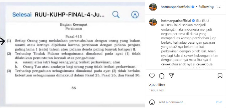 Hotman Paris Hutapea Kritisi RUU KUHP Tentang Perzinaan: Jangan Sampai Senjata Makan Tuan