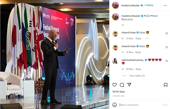 Bikin Sabrina Chairunnisa Bangga, Deddy Corbuzier Pamer Baca Puisi di Forum G20