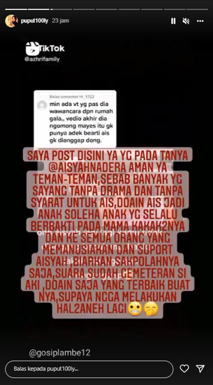 Doddy Sudrajat Sebut Mayang Tak Punya Adik, Puput Balas Begini Soal Aisha Disebut Tak Dianggap