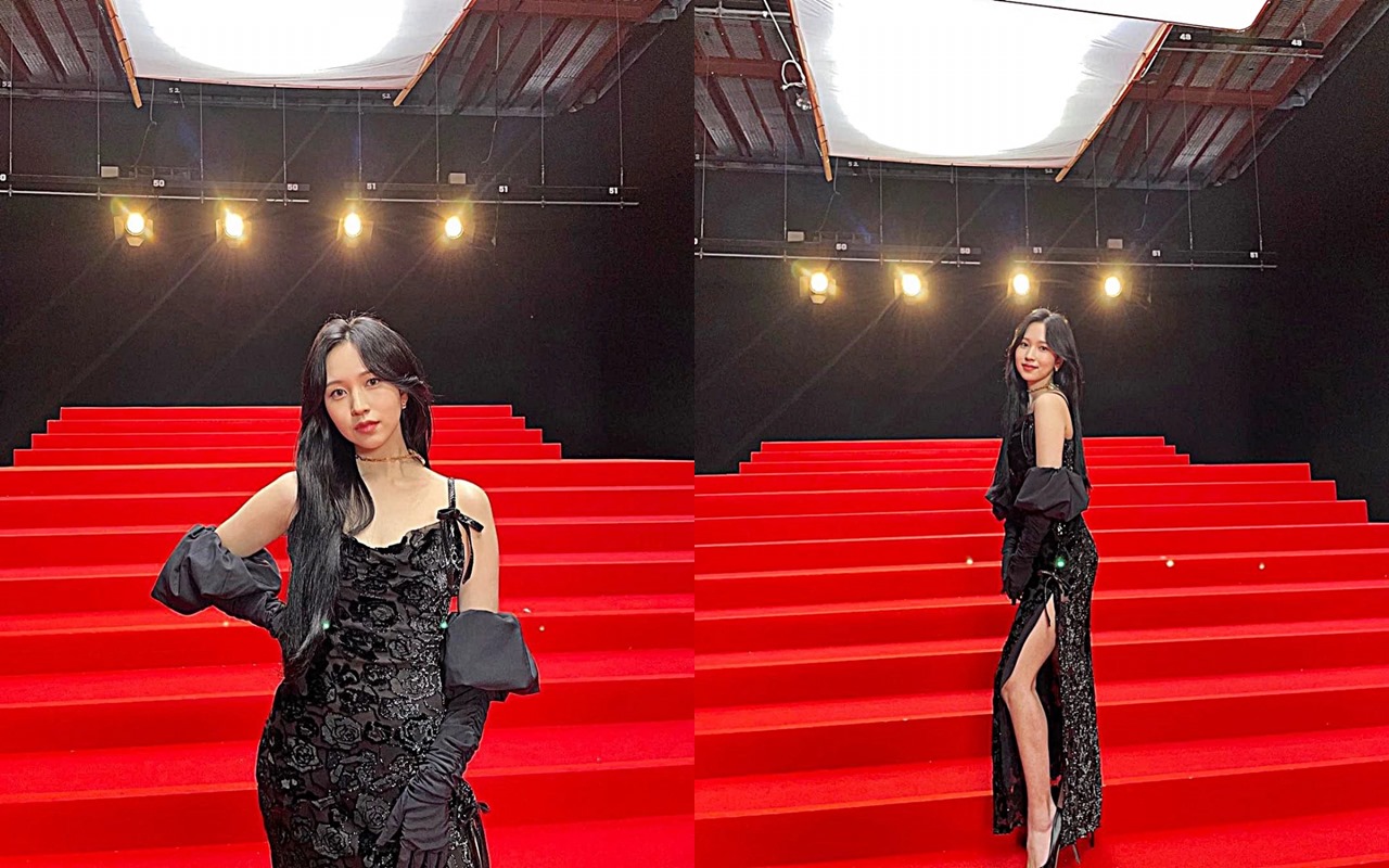 Mina Twice Tampil Glamor dengan Gaun Hitam di Red Carpet Bikin Fans Langsung Kesensem