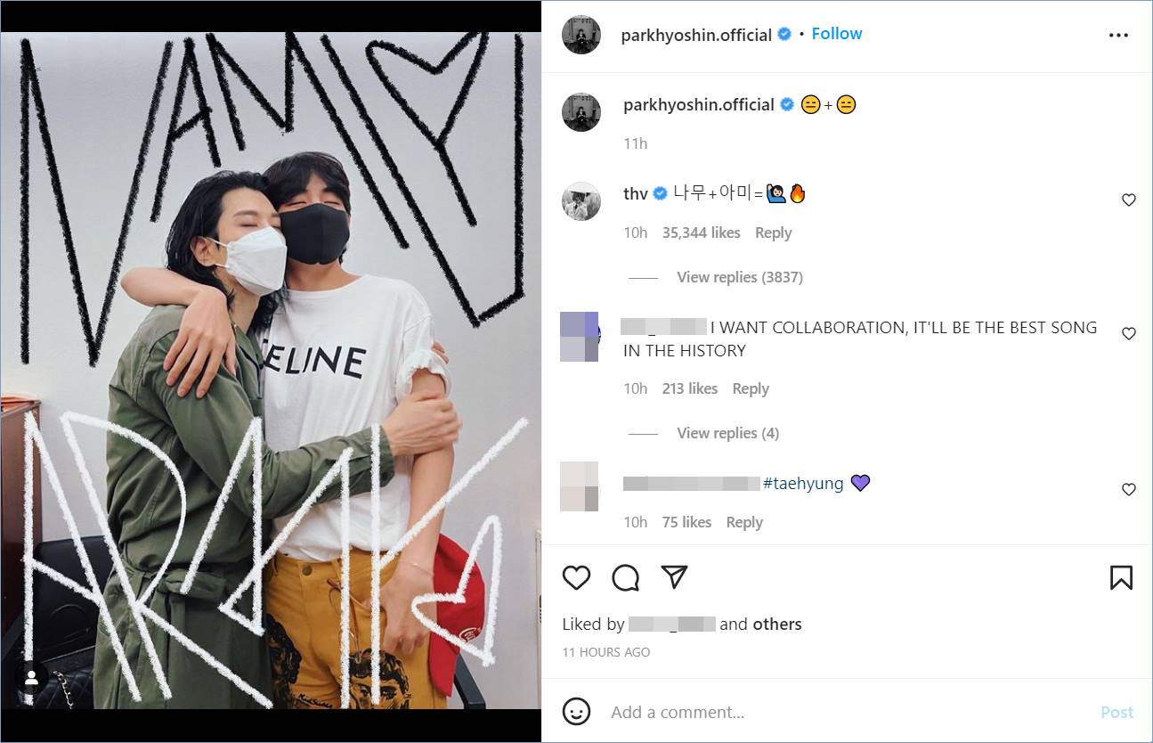 V BTS mengomentari momen bersama Park Hyo Shin