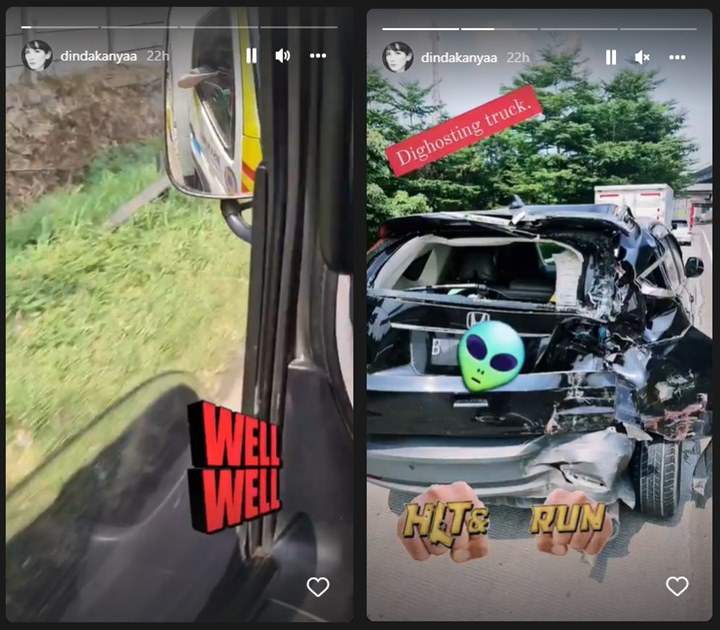 Dinda Kanya Dewi Tunjukkan Penampakan Belakang Mobilnya Ringsek Parah: Dighosting Truk