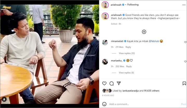Ariel NOAH Bilang Begini Saat Pamer Kebersamaan dengan Uki Kautsar, Rasa Salut Menggema