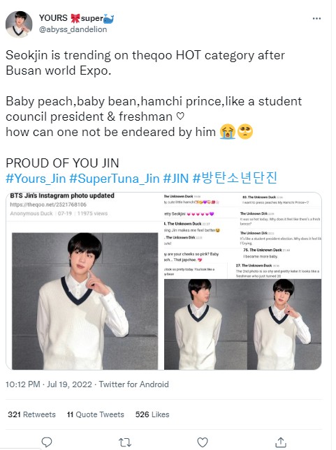  Visual Jin Saat Terima Plakat Kehormatan World EXPO 2030 Busan Bareng BTS Tuai Sorotan Netter