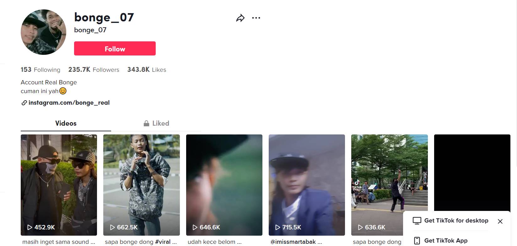 Akun TikTok Lama Bonge \