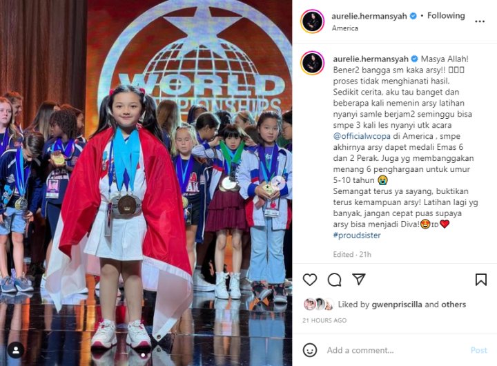 Arsy Kantongi Kemenangan Di Kontes International, Aurel Hermansyah Beber Perjuangan Sang Adik