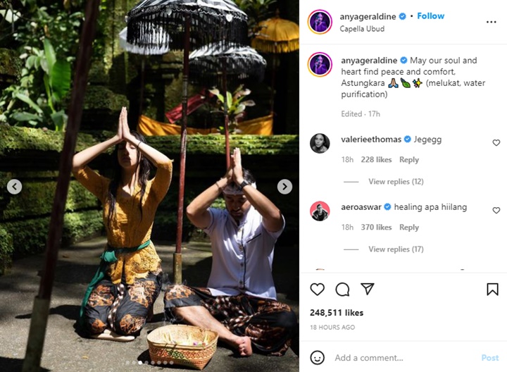 Anya Geraldine Jalani Ritual Melukat Bareng Pacar, Malah Banjir Komentar \'Log Out\'