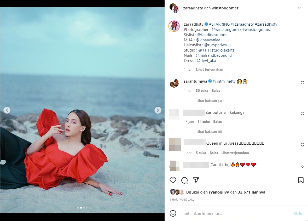 Adhisty Zara Tampil dengan Warna Merah di Pemotretan Terbaru, Sukses Bikin Meresahkan