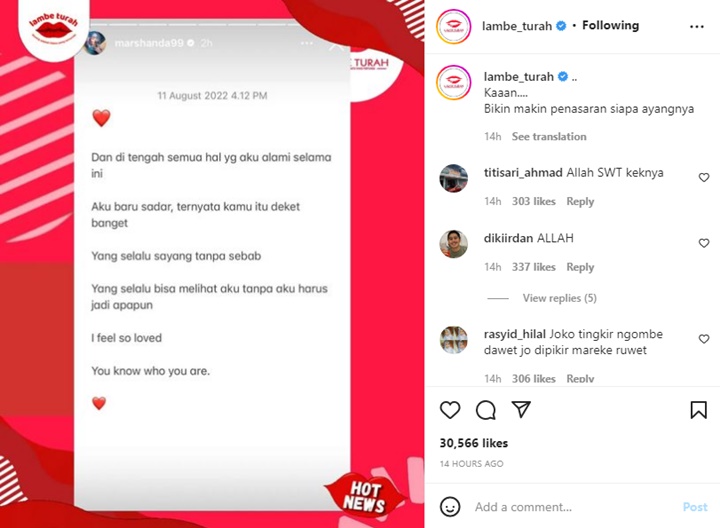 Usai Dikado Sosok Misterius, Marshanda Kini Tulis Pesan Cinta Diduga Untuk Kekasih Baru