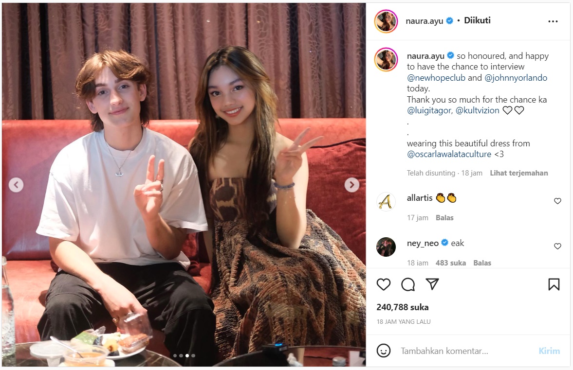 Naura Ayu Sukses Bikin \'Histeris\' Usai Pamer Foto Bareng New Hope Club dan Johnny Orlando