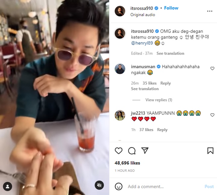 Tak Mau Kalah! Rossa Pamer Lunch Bareng Henry Lau, Adegan Mesra Curi Fokus